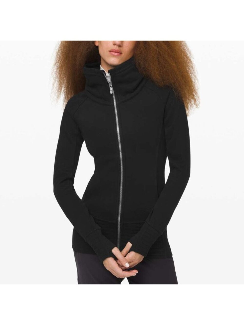 Lululemon Size 4 Black Fleece Athleisure Funnel Neck Full Zip Radiant Jacket II